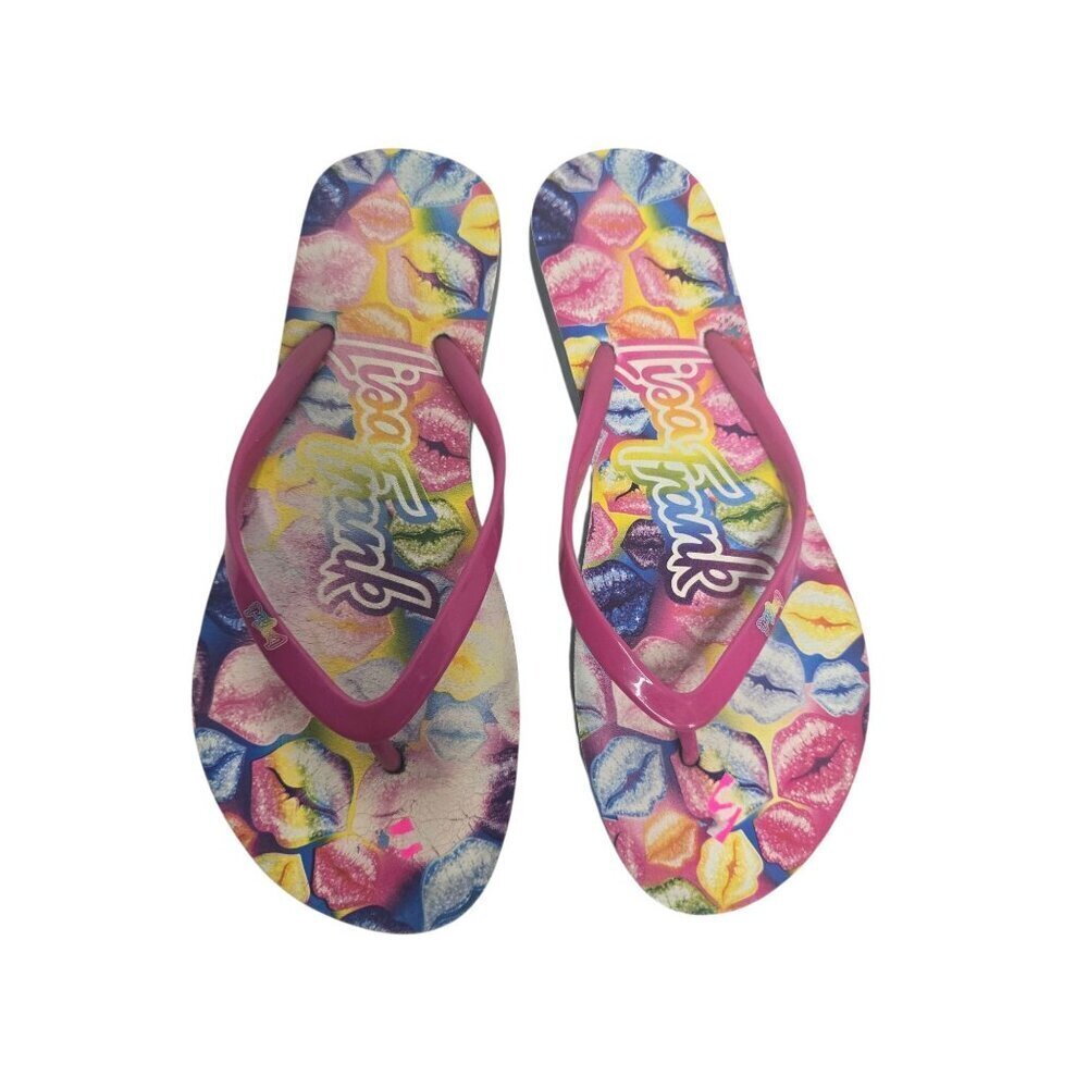 Lisa Frank Colorful Rainbow Lip Print Flip Flops size 9/10